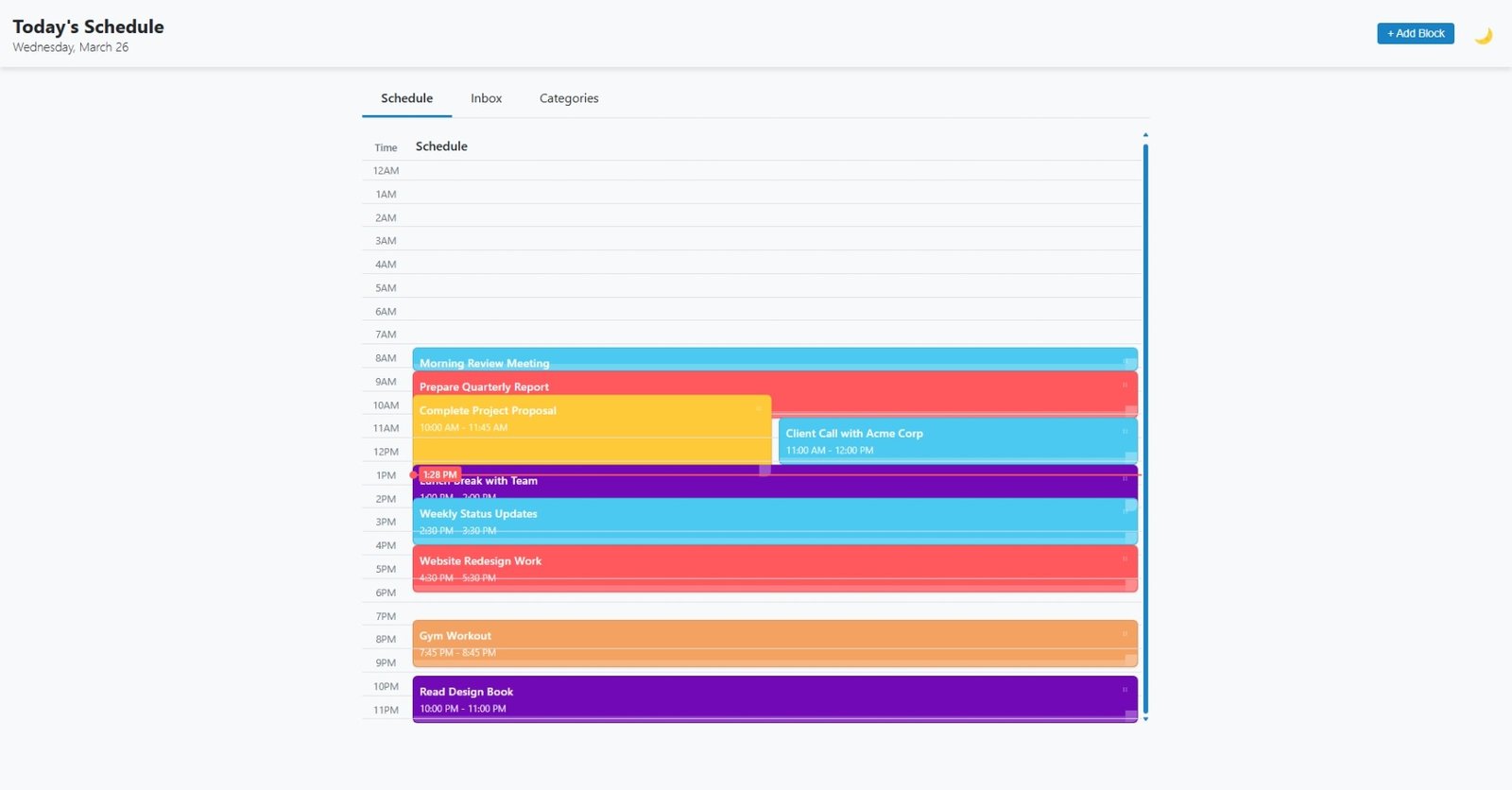 Day Scheduler App Interface